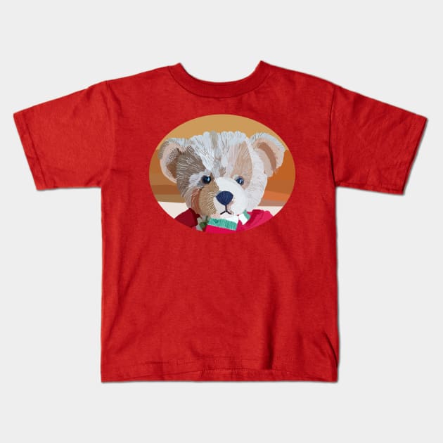 Teddy Bear Portrait Kids T-Shirt by ellenhenryart
